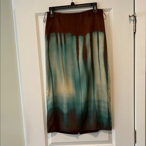 Zara Brown and Teal Women's Midi Skirt